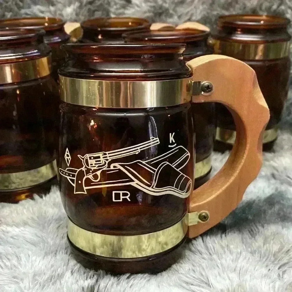 Vintage Siesta Ware Cowboy Barrel
Mugs & Wood  Serving Tray Set | - Picture 8 of 16